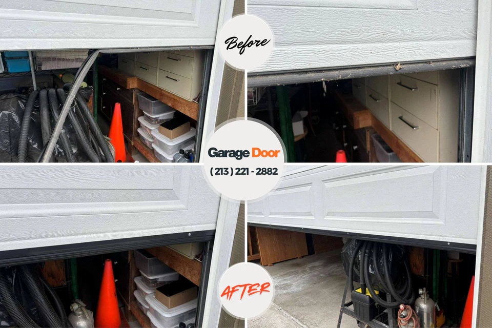 Before and after: garage door repair Mercer Island, WA